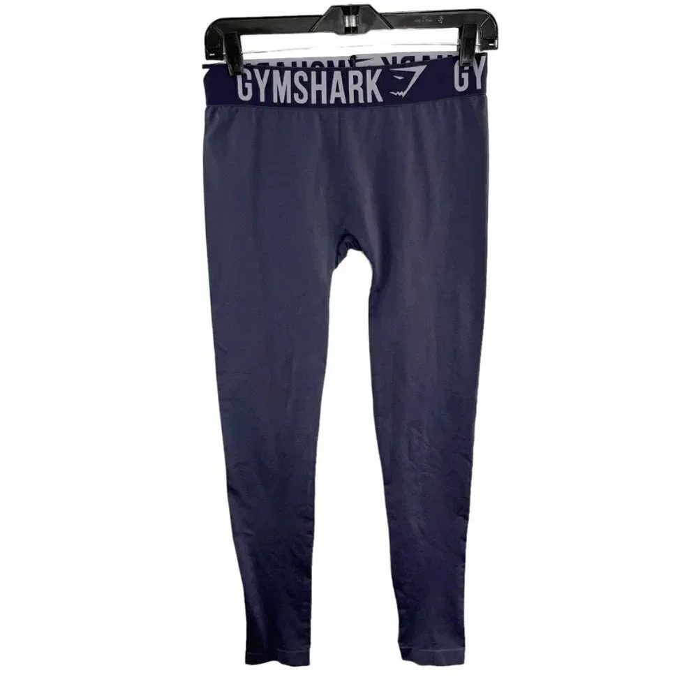 Gymshark Gray Blue Seamless Cropped Leggings Women's Size Small